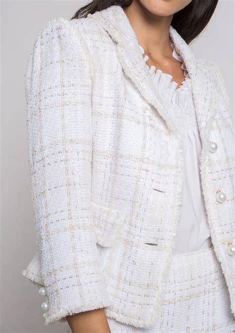 white chanel style jacket